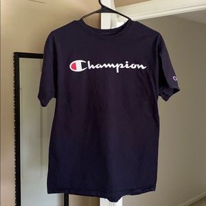 Navy Champion Script Tee